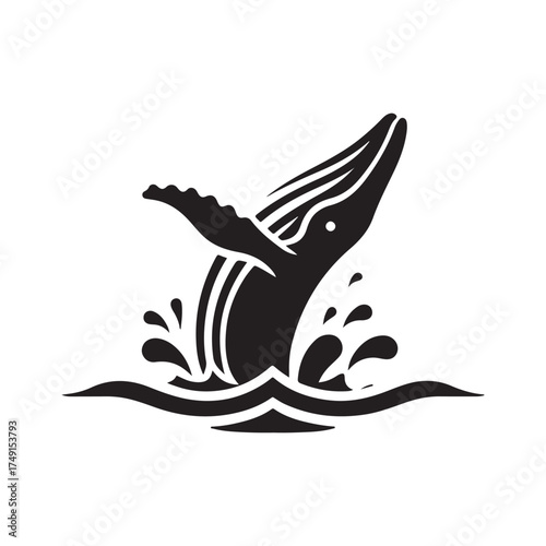 humpback whale breaching vector silhouette clip art logo design illustration