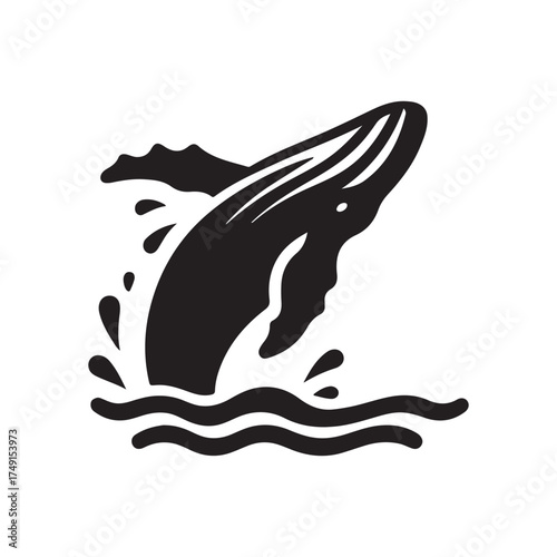 humpback whale breaching vector silhouette clip art logo design illustration