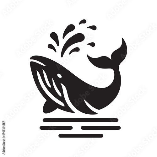 humpback whale breaching vector silhouette clip art logo design illustration