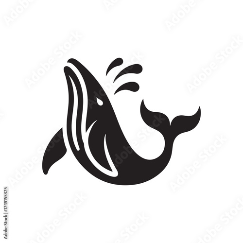 humpback whale breaching vector silhouette clip art logo design illustration