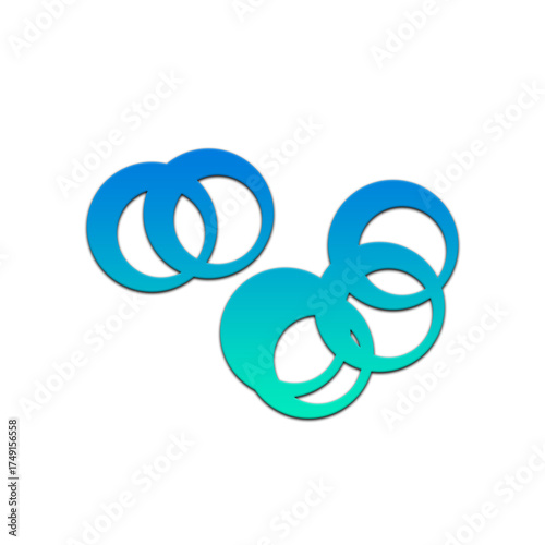 A group of blue and green gradient circles arranged on a black background in a cluster formation on transparent background