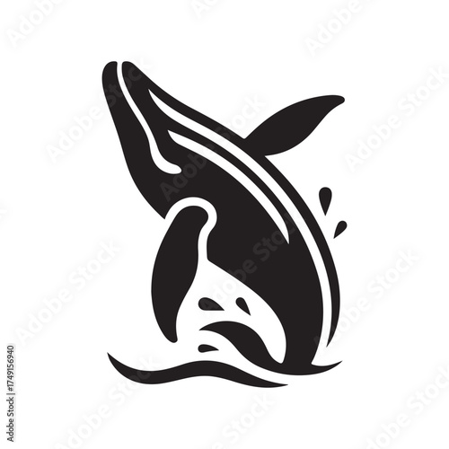 humpback whale breaching vector silhouette clip art logo design illustration
