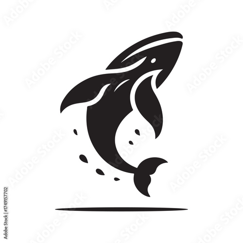 humpback whale breaching vector silhouette clip art logo design illustration