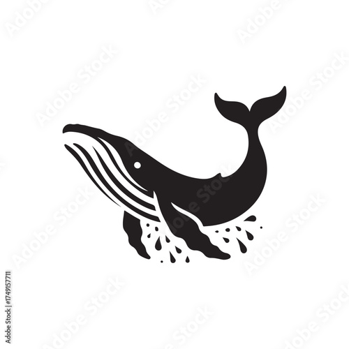 humpback whale breaching vector silhouette clip art logo design illustration