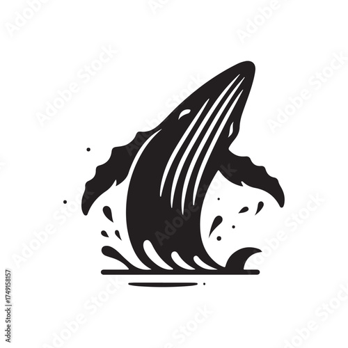 humpback whale breaching vector silhouette clip art logo design illustration
