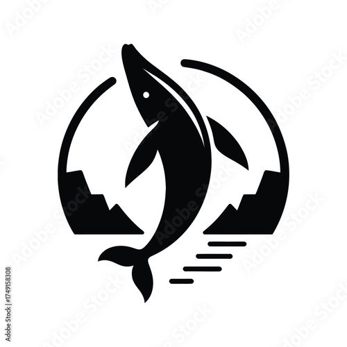 humpback whale breaching vector silhouette clip art logo design illustration