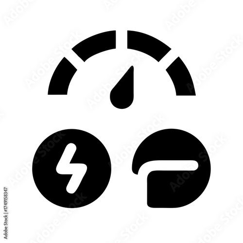 Dashboard gauge indicating performance and energy