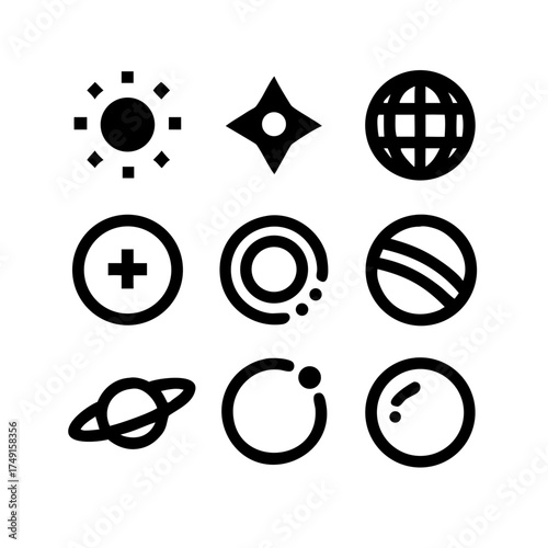 Collection of planetary and solar system icons
