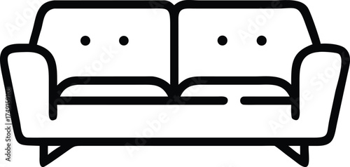 Black line art sofa with two cushions couch furniture