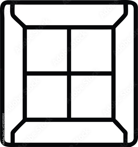 Black square window frame with four panes white