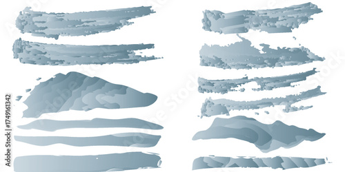 Abstract light blue watercolor brush strokes set with varied textures and organic shapes.