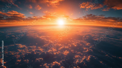 Breathtaking Sunset Over Expansive Cloudscape with Golden Light.