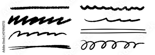 手書きのゆるっとライン下線セット 朱色