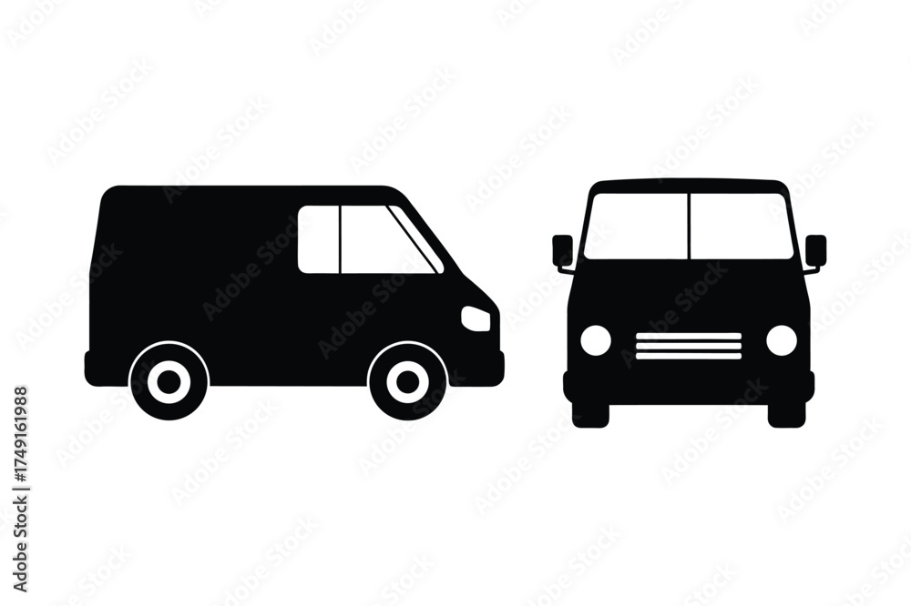Obraz premium Delivery Van silhouette vector illustration, Set of Delivery Van silhouette vector 