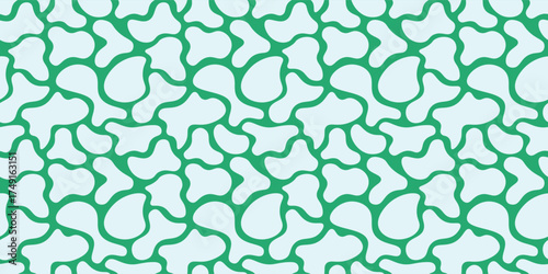 Green and light blue seamless abstract organic pattern with fluid shapes forming contemporary design ideal for wallpaper textiles packaging and modern decorative backgrounds