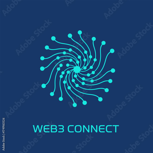 Abstract digital spiral logo representing the concept of a decentralized network and connectivity in Web3 technology