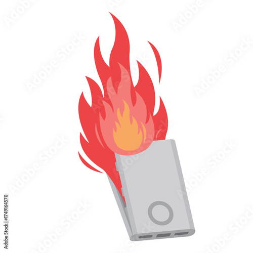 発火するモバイルバッテリー　イラスト