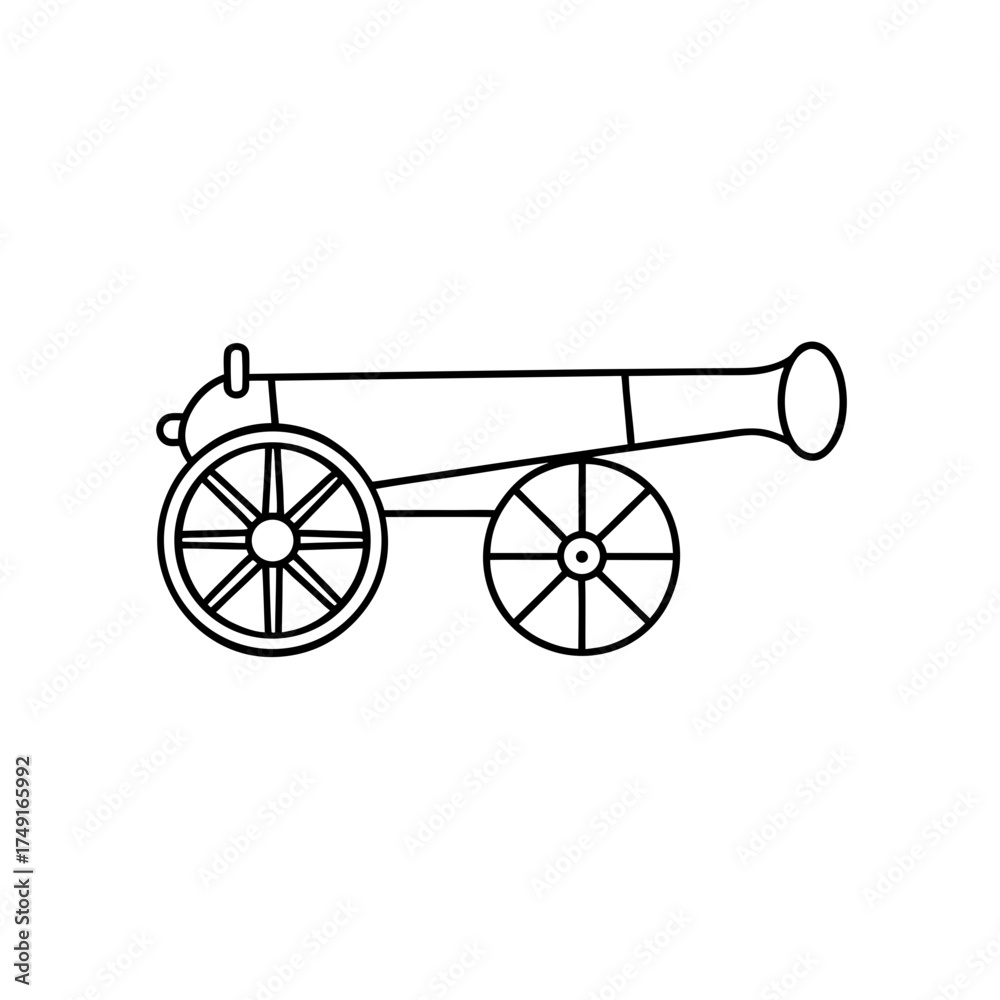Fototapeta premium Line drawing of a cannon art