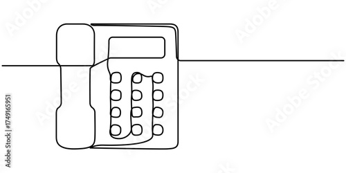 Continuous one line drawing of telephone. Vintage telephone in single line draw illustration. outline Editable stroke. 