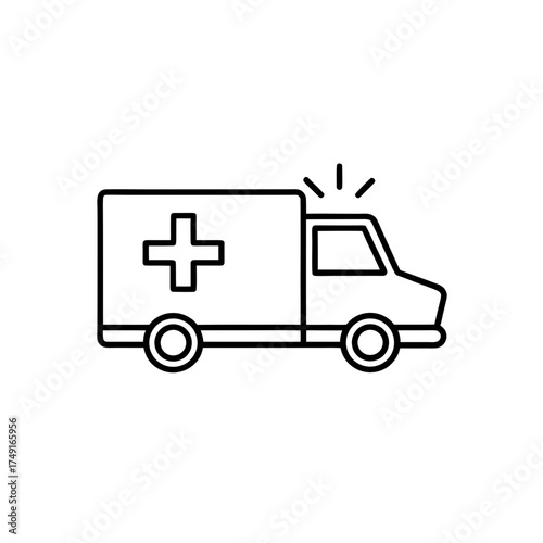 Outlined ambulance with cross