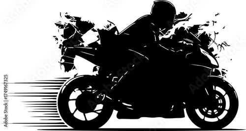Картината върху платно Experience the thrill of speed with this dynamic motorcycle silhouette, perfect