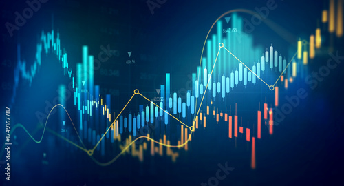Finance chart,stock market business and exchange financial growth graph. Stock market investment trading graph growth.	
