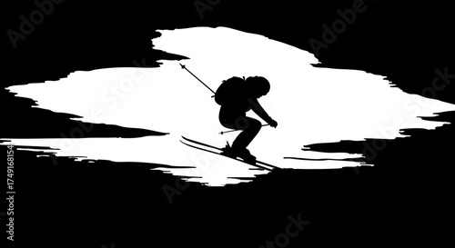 Картината върху платно Dynamic skier carves down snowy slope embodying winter adventure and extreme spo
