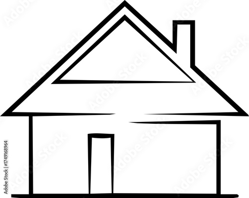 Modern minimalist house outline symbolizing homeownership, real estate, and new beginnings, perfect for branding and design projects.
