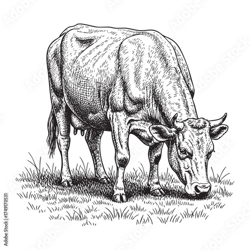 Dairy Cow Grazing in the Grass or Meadow