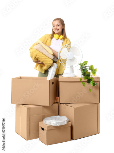 Young woman with clothes an...