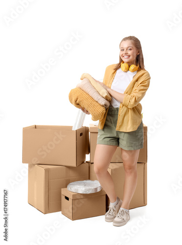 Young woman with clothes an...