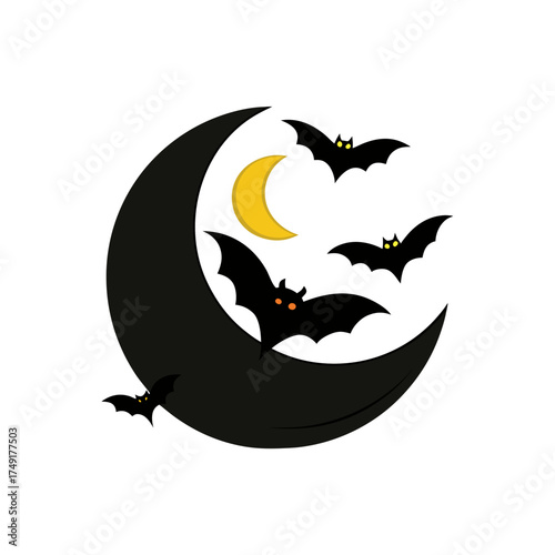 halloween moon with bat