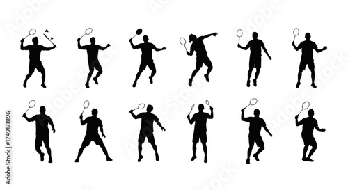 Tennis Players Silhouettes in Action - Dynamic Sports Collection.