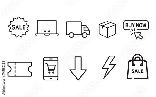 Modern Black Friday Icon Pack – Vector Icons for Shopping, Deals & Discounts, Generative Ai