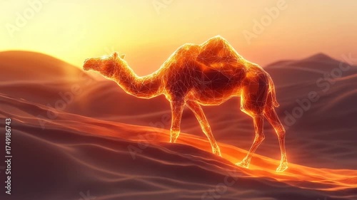 Camel Silhouette in the Desert at Sunset - A Stunning Visual.