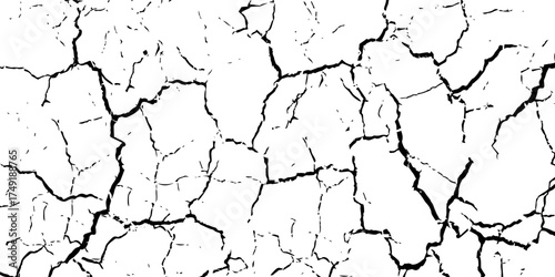 Surface cracks and fissures in ground. Vector grunge cracked texture style with cracked texture.
