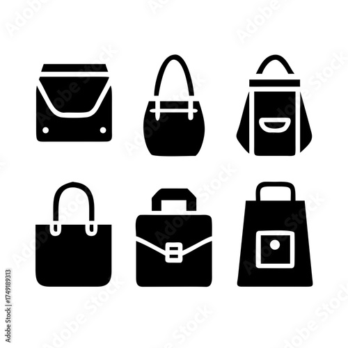 Set of stylish handbags and purses for women