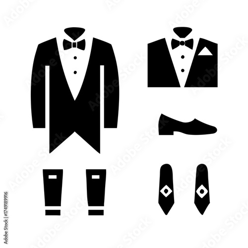 Black and white illustration of formal wear