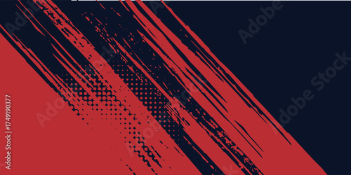 Red halftone dots blue color pattern gradient grunge texture background. Dot pop art comic sport style  sport background