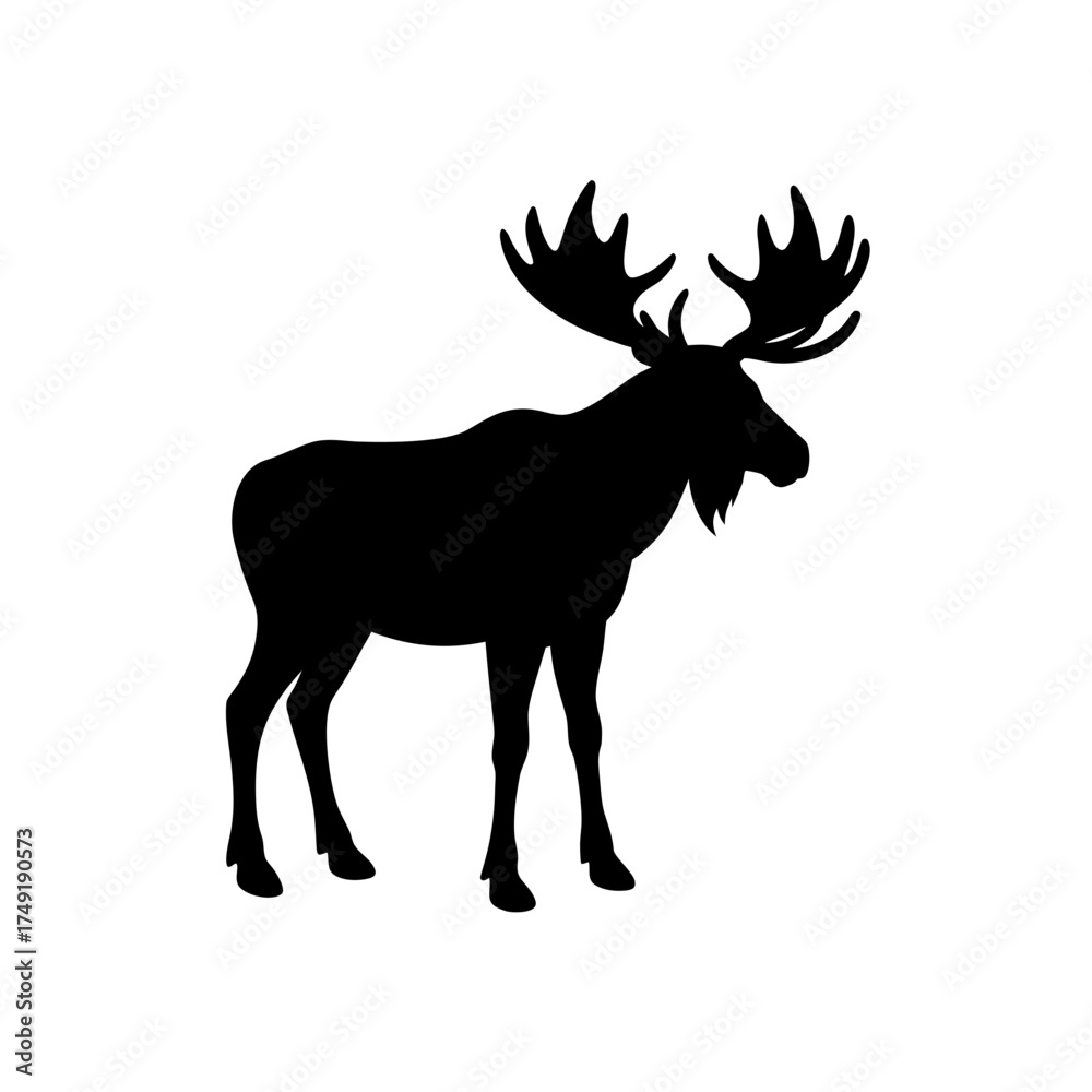 Fototapeta premium Silhouette of a standing moose art on transparent background