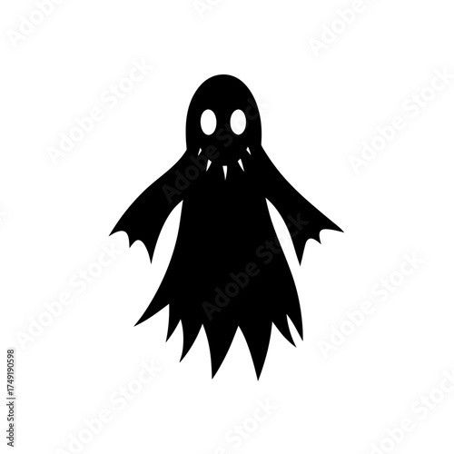 Silhouette of a spooky ghost shape on transparent background