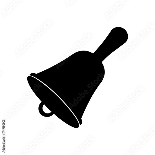 Illustration of a ringing handbell on transparent background silhouette