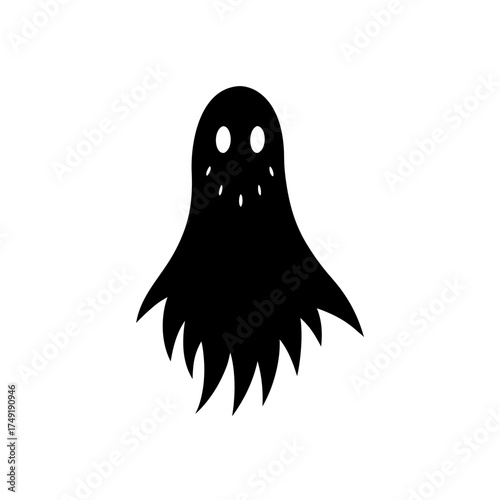 Simple silhouette of a ghost icon on transparent background