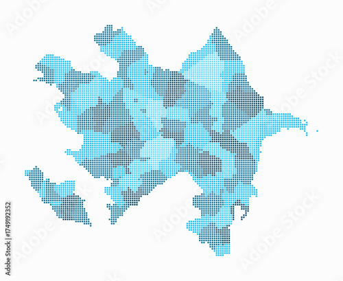Azerbaijan dotted map. Digital style map of the country on white background. Azerbaijan shape with square dots. Colored dots style. Small size squares. Trending vector illustration.