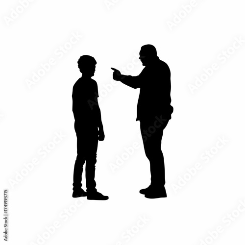 Counselor advising patient about emotional boundaries silhouette isolated on white background