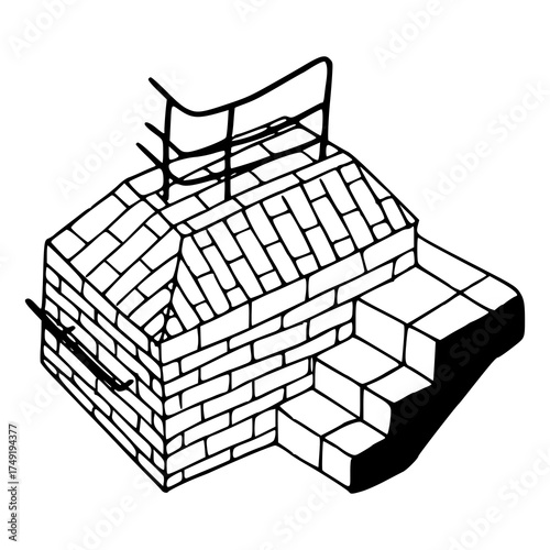 brick masonry platform and steps with safety railing
