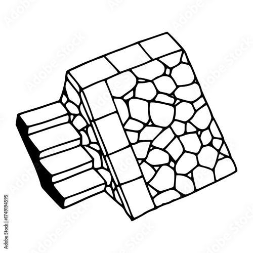 architectural detail: stacked stone and block foundation graphic