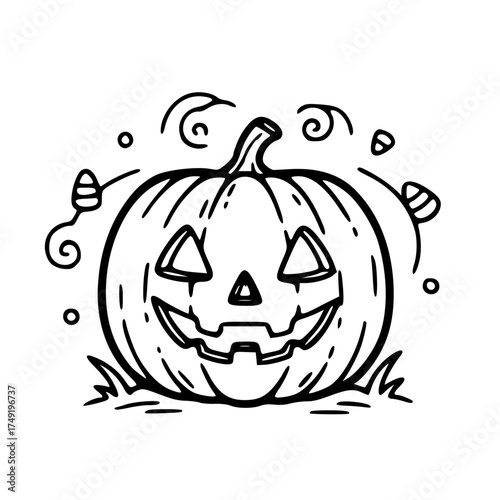 Smiling jack o lantern pumpkin illustration