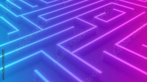 Minimal Neon Maze Background – Modern Gradient Labyrinth Design with Clean Lines