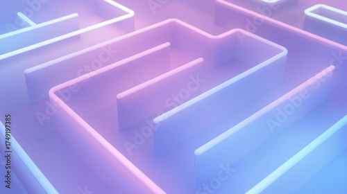 Minimal Neon Maze Background – Modern Gradient Labyrinth Design with Clean Lines